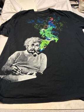 Einstein Smoking Pipe Size XXL Black Graphic T-Shirt Universe Cosmos